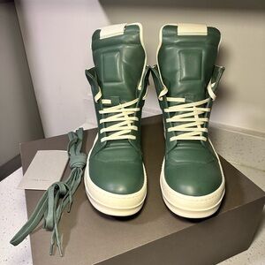 Rick Owens Geobasket Sneakers in Teal and Milk